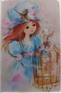 Swap cards Modern playing card back 70s Girl with little bird - Picture 1 of 1