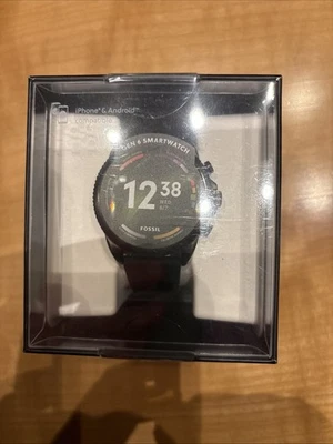 Fossil Smartwatch Gen 6 FTW4061 Edelstahlgehäuse mit Silikonarmband in Schwarz   - Bild 1 von 3