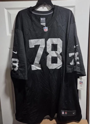 Nueva Camiseta Nike Las Vegas Raiders Negra Juego #78 Luken Talla 4XL $130 Foto 1 de 4