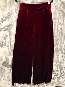 Pantaloni INC International Concepts Velluto Gamba Larga XS Elasticizzati Borgogna Cremisi Rosso - Foto 1 di 13