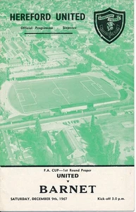 Hereford United v Barnet (FA Cup 1st Round Proper) 1967/1968 Football Programme - Bild 1 von 1