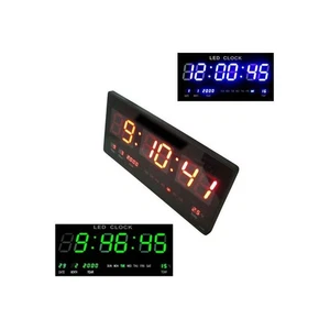 OROLOGIO DIGITALE DA PARETE A MURO LED BLU ROSSO VERDE DATARIO TEMPERATURA DATA - Foto 1 di 1