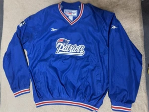 New England Patriots 90s Reebok Pullover Windbreaker Jacke XL blau NFL Pro Vintage - Bild 1 von 7