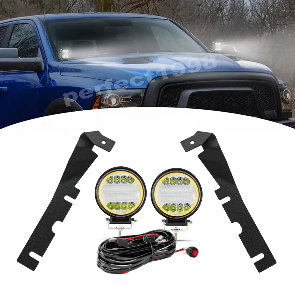 Kit de cableado de soportes vainas redondas con zanja de capó de 4"" para Ram 1500 2500 3500 2009-2018 Foto 1 de 4