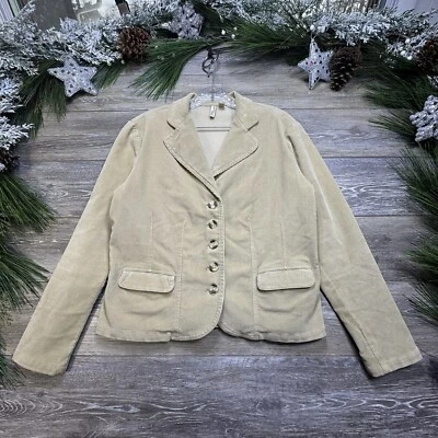 Chaqueta de pana para mujer talla grande Petites PL Blazer abotonada elástica tostada Foto 1 de 4