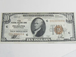 Über UNC Serie von 1929 10 $ nationale Währung FRB von Philadelphia Schein - #10723 - Bild 1 von 6