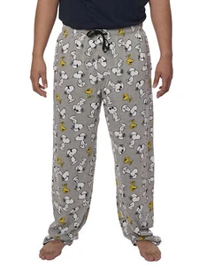 Men's Peanuts Snoopy Pajama Pants Lounge Wear Woodstock Gray - Picture 1 of 6
