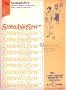 Stretch & Sew #1700-Mens Slacks and Shorts-Knit Slacks~Waist: 30-42 Hip: 35-47 - Picture 1 of 4