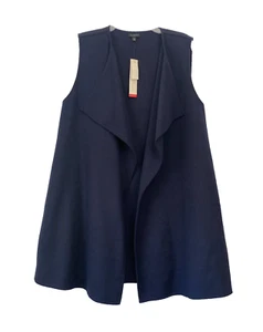 NWT Talbots Vest Open Front Sleeveless Cardigan Navy Blue Wool Jacket Size M - Picture 1 of 11