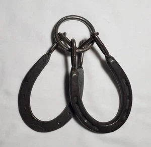 Horseshoe Handcuffs Western Wall Art Horse - Handmade Diamond Hot Forged - Picture 1 of 9