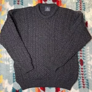 Aran Ireland Woolen Mills Fischer Strick Pullover Grau S Small - Bild 1 von 5
