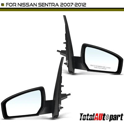 2 件黑色手动镜适用于日产 Sentra 2007 - 2012 年轿车司机和乘客侧 — 第 1/4 张图片