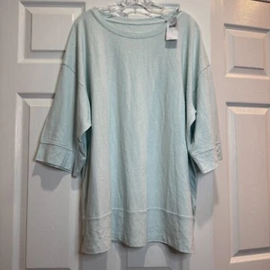 Pure Jill J Jill Hemp Cotton Knit Seamed Tunic Pastel Blue Relaxed Beach Large - Picture 1 of 20