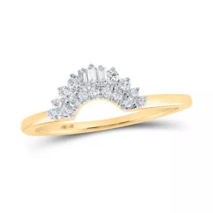 ANELLO DIAMANTE BAGUETTE ORO GIALLO 10K GUARDIA ESALTATORE FASCIA MATRIMONIO 1/6 CTTW - Foto 1 di 1
