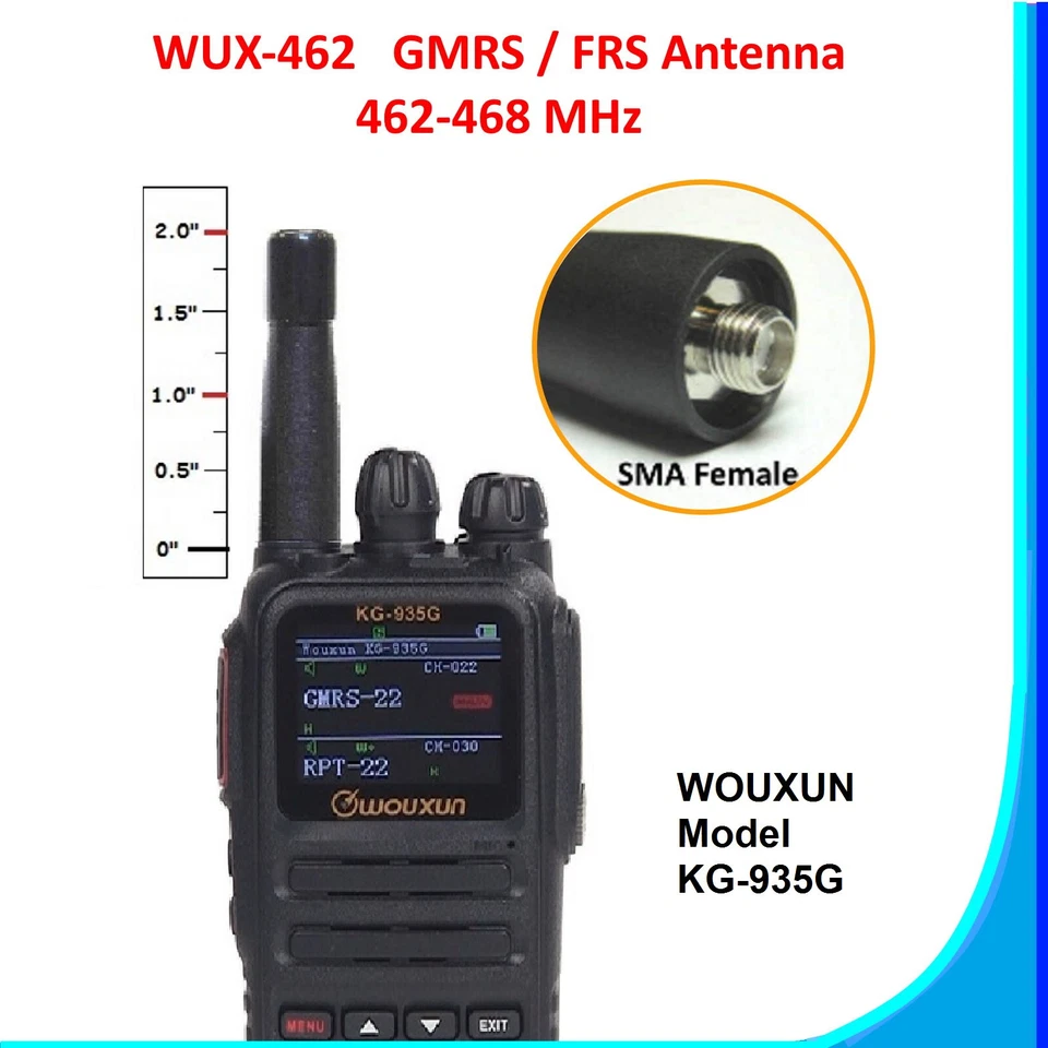 Antena corta UHF de alto rendimiento GMRS afinada WUX-462 rechoncha para WOUXUN KG-935G Foto 1 de 1