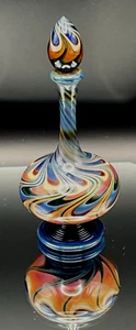 Vintage SELTEN Suellen Fowler Kunst Glas Multi Color Pfauenfeder Parfüm Flakon 4" - Bild 1 von 5