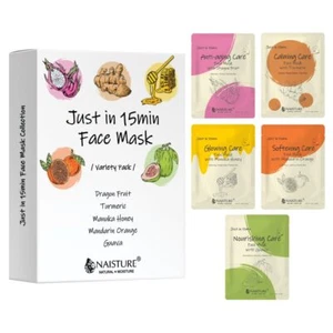 Just in15-Minute Facial Sheet Masks Variety Pack - Anti-Aging Calming Glowing... - Picture 1 of 7