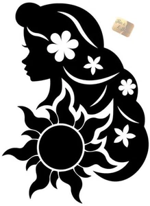Adesivo AUTO CASA PC DONNA SOLE 30X21 CM PVC NERO VINILE PRESPAZZIATO USO ESTER - Foto 1 di 1