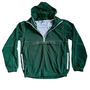 CARHARTT WIP KASTOR Pullover Jacket Size Small Relaxed Fit Treehouse Green White - Picture 1 of 10
