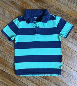 Old Navy Polo Shirt ~ Green & Navy Stripes ~ Size 5T - Picture 1 of 2
