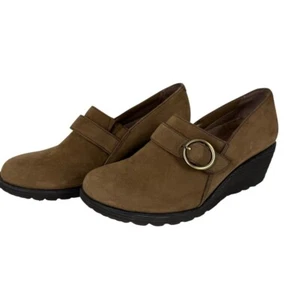 Dansko Clio Nubuk Keilabsatz Slipper Halbschuhe Leder Obermaterial Braun Größe 38 EUC - Bild 1 von 12