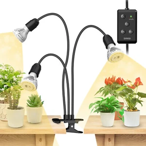 SANSI LED Grow Light for Indoor Plants Full Spectrum 3-Head Clip Grow Lamp Timer - Picture 1 of 15