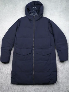 Everlane Mujer XS Abrigo Largo Puffer Con Capucha Invierno Parka Chaqueta Azul Marino - Imagen 1 de 19