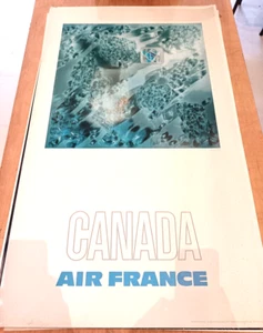 AVIATION AFFICHE AIR FRANCE ILLUSTRE PAGES 60x100cm ANNEES 70/80 CANADA - Imagen 1 de 1