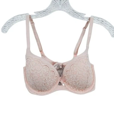 Victorias Secret Body by Victoria Lined Demi Bra 32DD Pink Padded Underwire Lace - Image 1 of 4