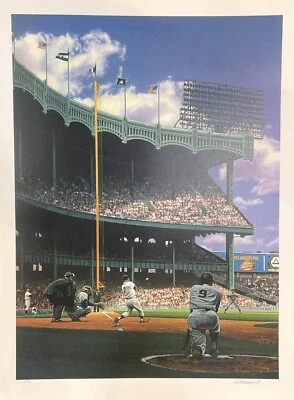 Foto litográfica firmada por Bill Purdom de Mickey Mantle y Roger Maris Yankee Stadium 18x24 Foto 1 de 4