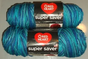 LOTE DE TEJIDO DE CROCHET DE 2 SKEINS HILO DE CORAZÓN ROJO GUACAMAYO NUEVO STOCK ANTIGUO 4160 AZULES - Imagen 1 de 4