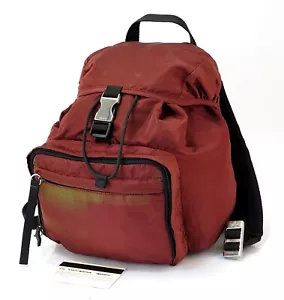 Auténtica Mochila Bolso Cartera PRADA Vino Tinto Nylon #60819 - Imagen 1 de 20