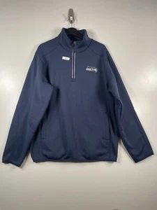 NFL Team Apparel Mens Seattle Seahawks 1/4 Zip Pullover Sweatshirt Blue Sz Large - Picture 1 of 10