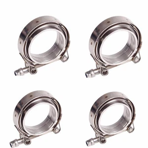 4Pcs 4" Inch V-Band Flange & Clamp Kit for Turbo Exhaust Pipes Stainless Steel - Picture 1 of 6