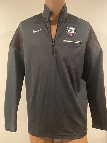 Georgia Bulldogs Pullover Mens Medium Gray Logo 1/4 Zip Embroidered Nike Dri Fit Cover