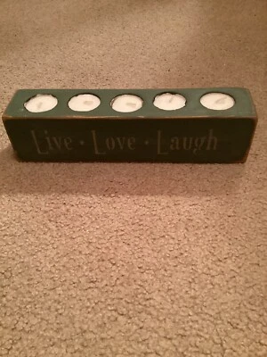 Candelabro de madera primitiva rústica / candelabro Live Love Laugh Foto 1 de 2