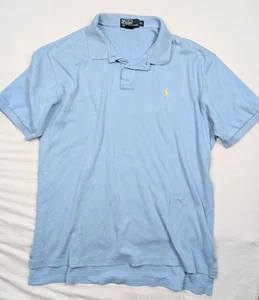 Polo Ralph Lauren Classic Fit Light Blue Polo Men's Size XL Vintage Yellow Pony - Picture 1 of 5