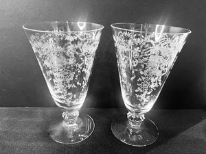2 Fostoria Romance #6017 Stielfuß 6" Eisteebecher, Bänder & Schleifen - Bild 1 von 8