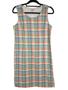 Vintage L.L. Vestido para mujer Bean sin mangas a cuadros Madrás 100 % algodón talla 10 - Imagen 1 de 9