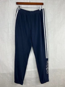 Adidas Mens Medium Navy Blue White 3 Stripe Athletic Sweatpants Drawstring Gym - Picture 1 of 2