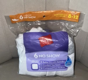 Calcetines Hanes No Show blancos talla extendida 8-12 6 pares blancos acolchados absorbentes geniales - Imagen 1 de 2