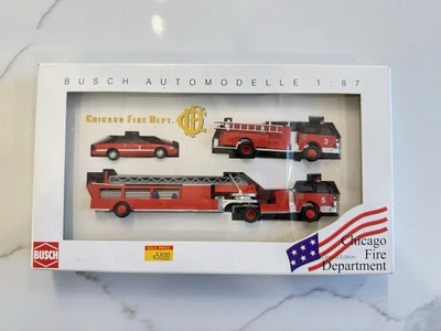 Busch 49927 Chicago Fire Dept Engine Set 1:87 LaFrance Ford Limited Edition Rare - Image 1 of 3
