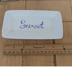 Fische Eddy rechteckige Keramik Butterdose mit süßer Schrift in blau - Bild 1 von 5