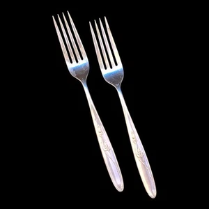 (2) TOWLE ROSE SOLITAIRE - 7 3/8" DINNER FORKS - STERLING SILVER - 1954 (S4) - Picture 1 of 8