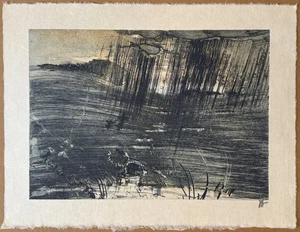 Horst Janssen, El regreso a casa, aguafuerte en cabañas japonesas, 1993, firmado a mano - Imagen 1 de 4