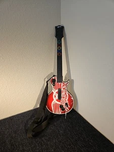 TESTED Xbox 360 Wireless Guitar Hero Gibson Les Paul Aerosmith Guitar Red Octane - Picture 1 of 8
