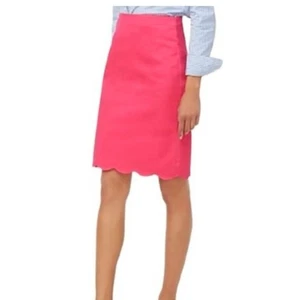 Gonna a matita J Crew rosa orlo smerlato taglia 2 rosa midi carriera preppy - Foto 1 di 4