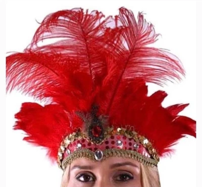 Red Showgirl Burlesque Headdress - Image 1 of 3