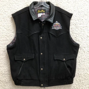 South Point Wrangler NFR Rodeo Vest 4XL Adult Black Flannel Lined Western Mens - Picture 1 of 12