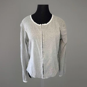 Garnet Hill Nachtwäsche S Top Cardigan grau Ösen Design Spitze Cottagecore Shirt - Bild 1 von 10